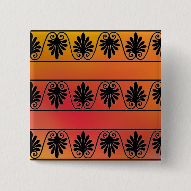 Bóton Quadrado 5.08cm Botão Vermelho e Laranja (Frente)