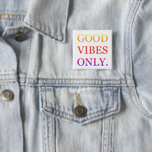 Bóton Quadrado 5.08cm Botão Vibes Positivos