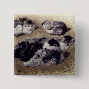 Bóton Quadrado 5.08cm Botão Vintage Kitten