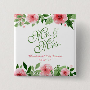 Bóton Quadrado 5.08cm Botão Wedding floral personalizado bonito do Pin