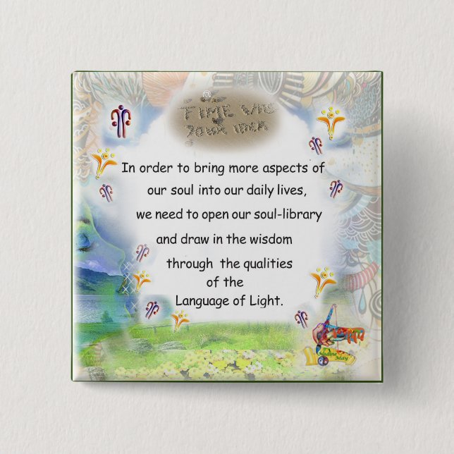 Bóton Quadrado 5.08cm Botão Wisdoms (Frente)