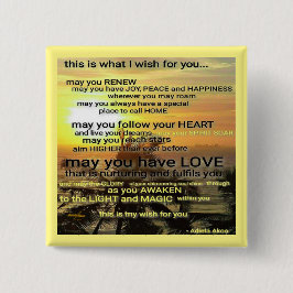 Bóton Quadrado 5.08cm Botão WISH da Poeta Adiela Akoo