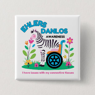 Bóton Quadrado 5.08cm Botão Zebra de Consciência EDS