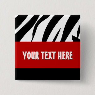 Bóton Quadrado 5.08cm Botão Zebra, Personalizável