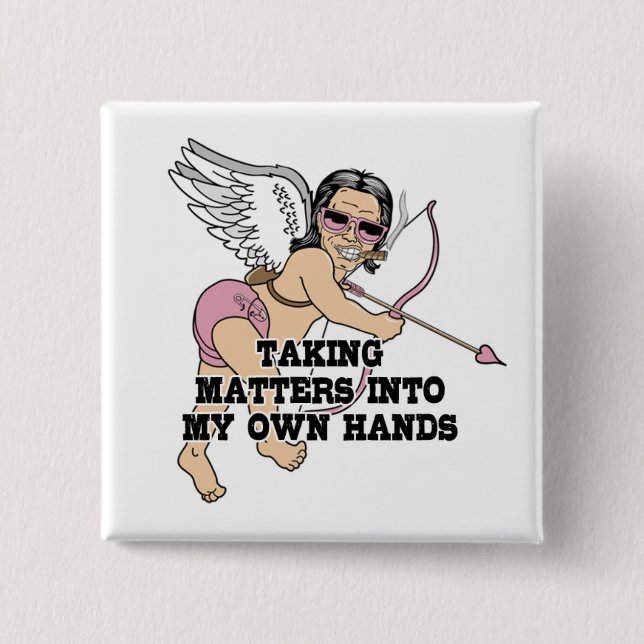 Bóton Quadrado 5.08cm Botões Cupidos Engraçados (Frente)