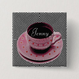 Bóton Quadrado 5.08cm botões da cafetaria