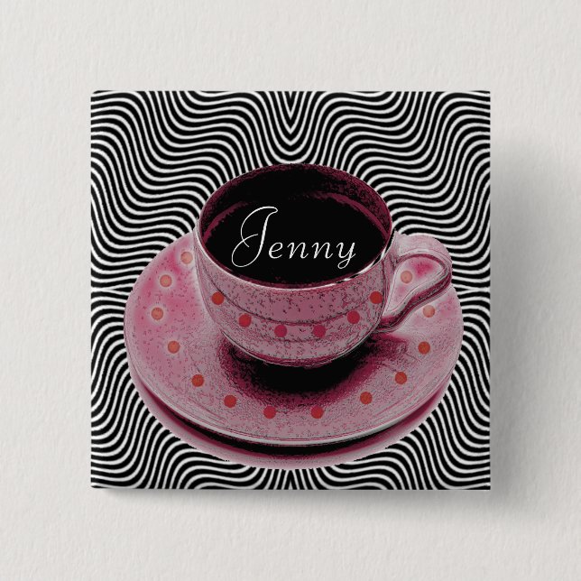 Bóton Quadrado 5.08cm botões da cafetaria (Frente)