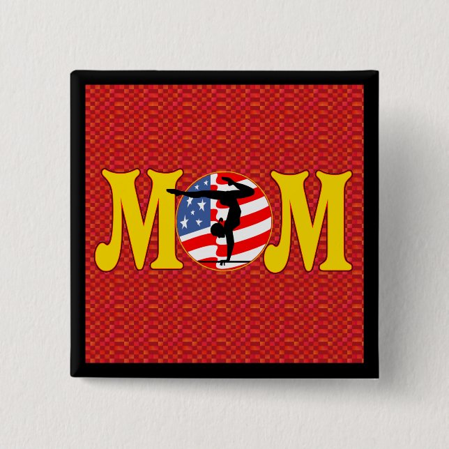 Bóton Quadrado 5.08cm Botões da mamã da ginástica (Frente)