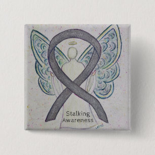 Bóton Quadrado 5.08cm Botões de Arte Anjo de Fita Prateada de Sensibili