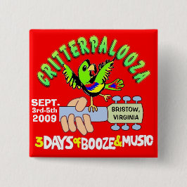 Bóton Quadrado 5.08cm Botões de CRITTERPALOOZA