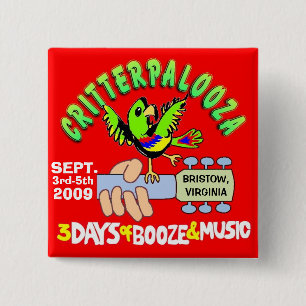 Bóton Quadrado 5.08cm Botões de CRITTERPALOOZA