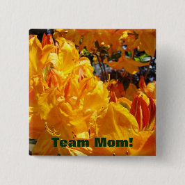 Bóton Quadrado 5.08cm Botões de Equipe Mãe! Laranjas Rhodies Flores