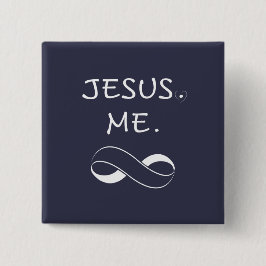 Bóton Quadrado 5.08cm Botões de Inspiração Cristã Jesus Me Infinito
