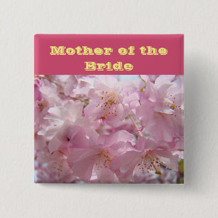 Bóton Quadrado 5.08cm Botões de Mãe da Noiva Flores Rosa Blossom