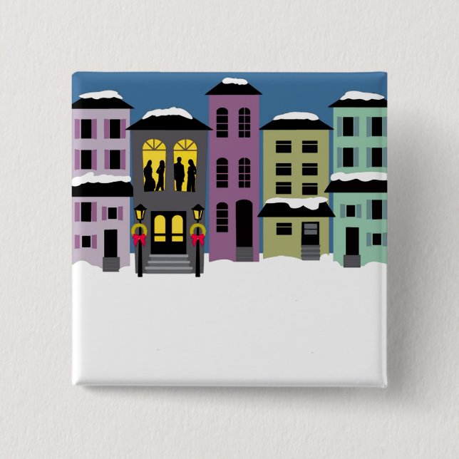 Bóton Quadrado 5.08cm Botões de Natal (Frente)