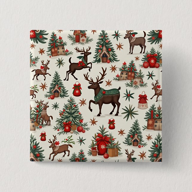 Bóton Quadrado 5.08cm Botões de Natal (Frente)