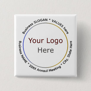 Bóton Quadrado 5.08cm Botões de Negócios Personalizados para Reuniões ou