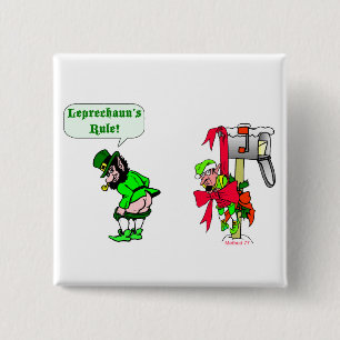 Bóton Quadrado 5.08cm Botões de Regra do Leprechaun
