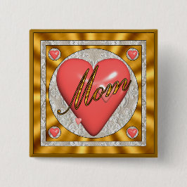 Bóton Quadrado 5.08cm Botões de um coração das mães