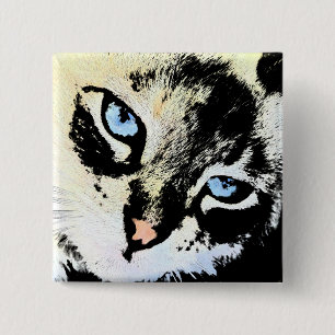 Bóton Quadrado 5.08cm Botões do gato da tinta
