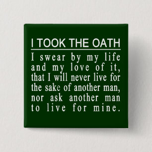 Bóton Quadrado 5.08cm Botões do juramento de John Galt