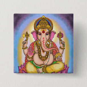 Bóton Quadrado 5.08cm Botões do Senhor Ganesha Designer