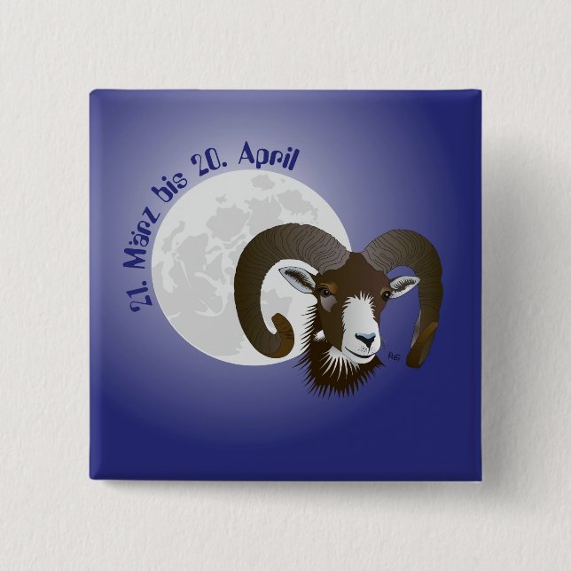 Bóton Quadrado 5.08cm Botões do Widder (Frente)