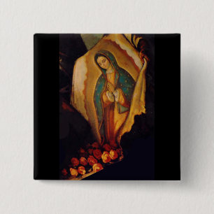 Bóton Quadrado 5.08cm botões guadalupe tilma