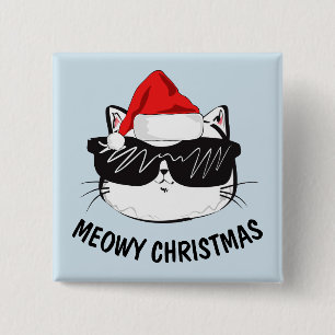 Bóton Quadrado 5.08cm Botões MEOWY CHRISTMAS CAT