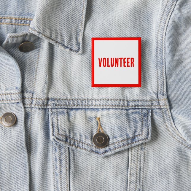 Bóton Quadrado 5.08cm Botões Modernos Red&White Para Voluntários, Negóci (In Situ)