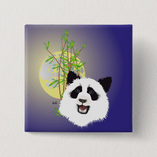 Bóton Quadrado 5.08cm Botões Panda (Ailuropoda melanoleuca)