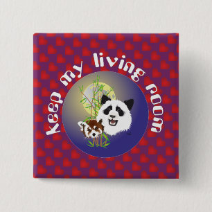 Bóton Quadrado 5.08cm Botões Panda Treffen