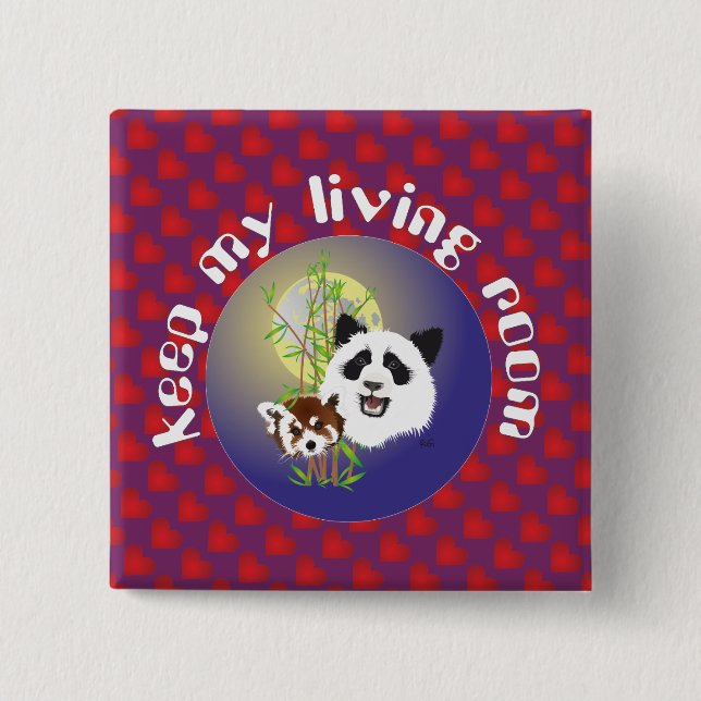 Bóton Quadrado 5.08cm Botões Panda Treffen (Frente)