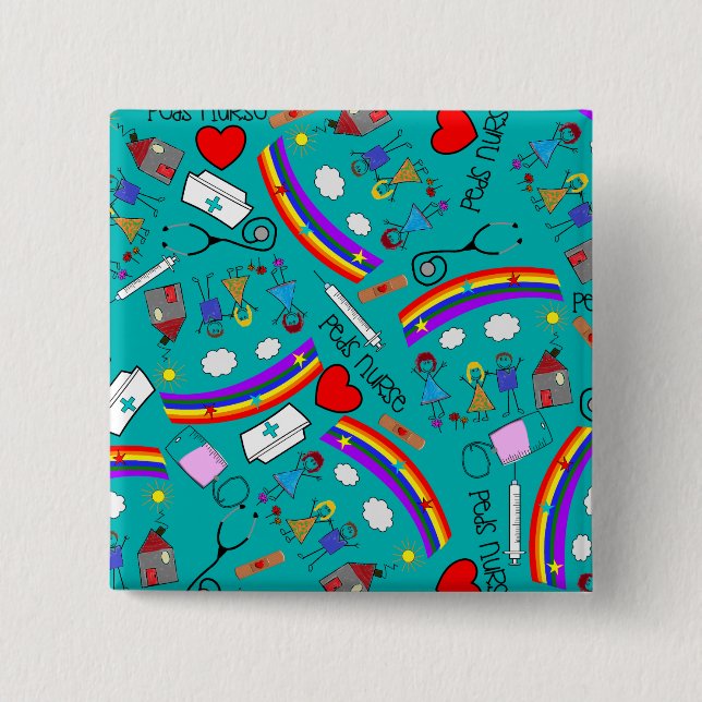 Bóton Quadrado 5.08cm Botões pediatras da enfermeira (Frente)