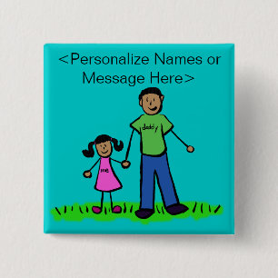 Bóton Quadrado 5.08cm Botões Personalizados da Família pai e Filha