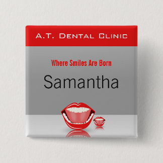 Bóton Quadrado 5.08cm Botões Quadrados de Nomes de etiqueta Dentistas de