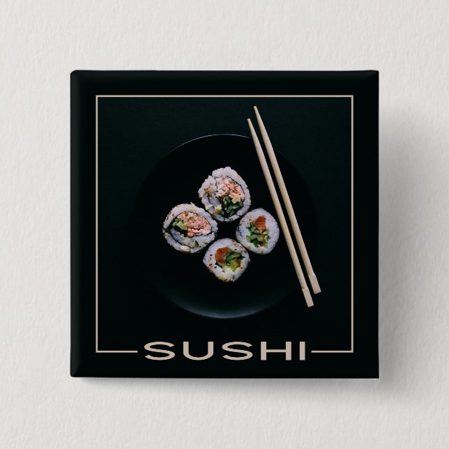 Bóton Quadrado 5.08cm botões sushi (Frente)