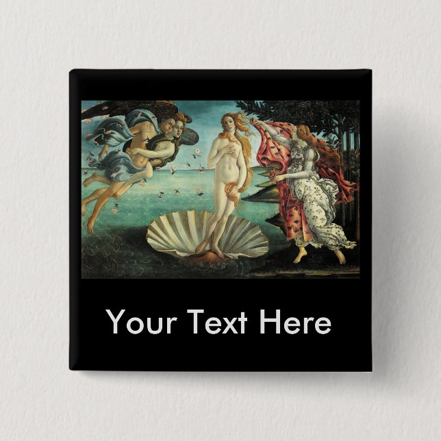 Bóton Quadrado 5.08cm Botticelli - nascimento de Venus (Frente)