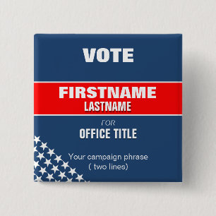 Bóton Quadrado 5.08cm botton quadrado eleição com