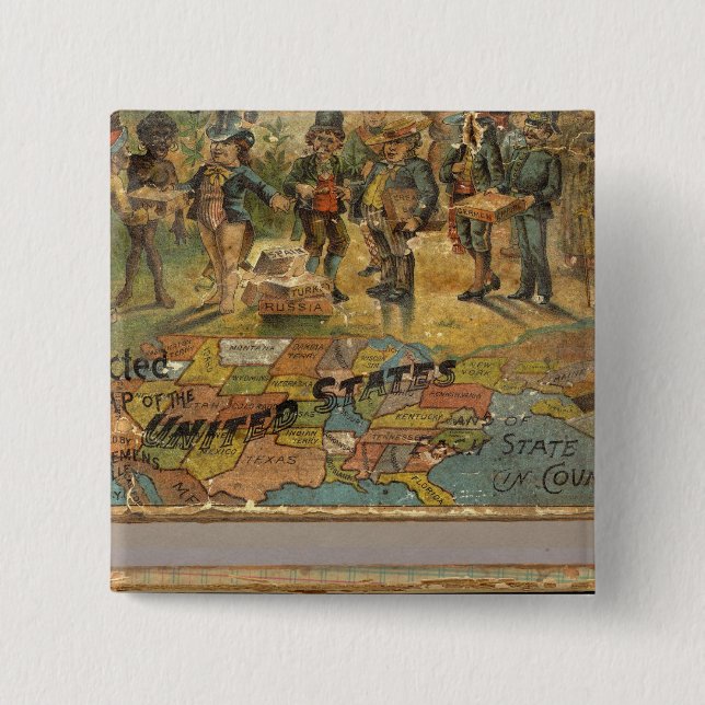 Bóton Quadrado 5.08cm Box Dissected map, Estados Unidos (Frente)