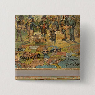 Bóton Quadrado 5.08cm Box Dissected map, Estados Unidos
