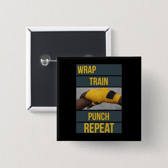 Bóton Quadrado 5.08cm Boxer Boxer Training Cote Wrap Train Repetir (Frente & Verso)