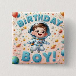 Bóton Quadrado 5.08cm Boy's birthday badge