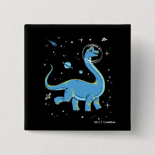 Bóton Quadrado 5.08cm Brachiosaurus azul Dinos no espaço