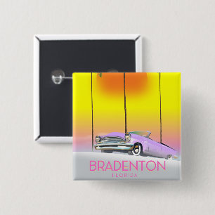 Bóton Quadrado 5.08cm Bradenton Florida Classic car poster de viagens