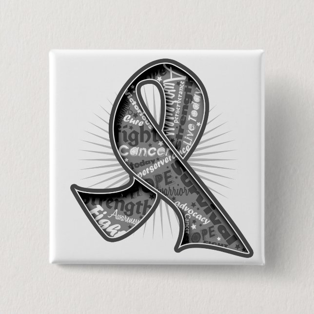 Bóton Quadrado 5.08cm Brain Tumor Slogan Watermark Ribbon (Frente)