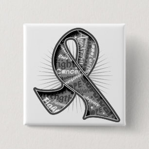Bóton Quadrado 5.08cm Brain Tumor Slogan Watermark Ribbon