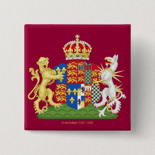 Bóton Quadrado 5.08cm Brasão Anne Boleyn