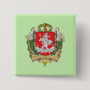Bóton Quadrado 5.08cm Brasão de armas de Vilnius, Lituânia Botão
