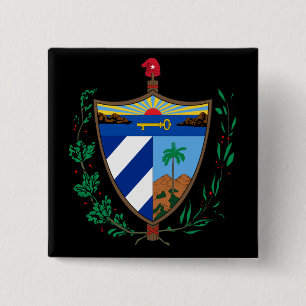 Bóton Quadrado 5.08cm brasão de Cuba